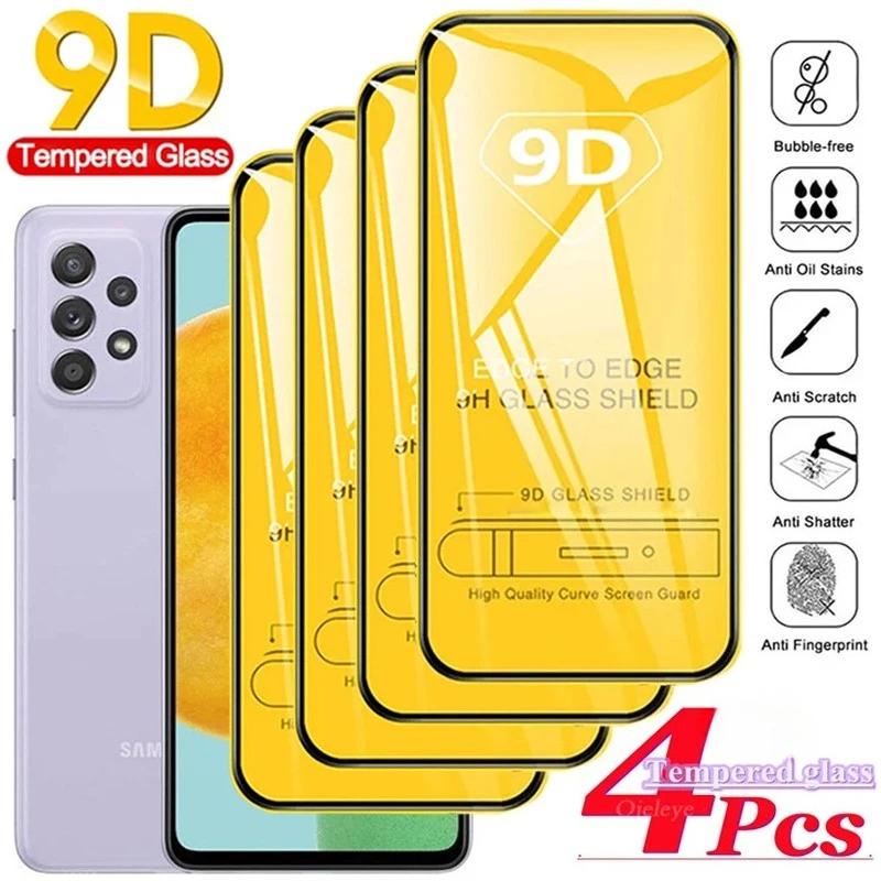 4 pçs protetor de tela de cobertura completa para samsung a73 a72 a71 a70 a25 a24 a22 a20 m52 m51 m32 m31s m31 m30s m21 filme de vidro temperado
