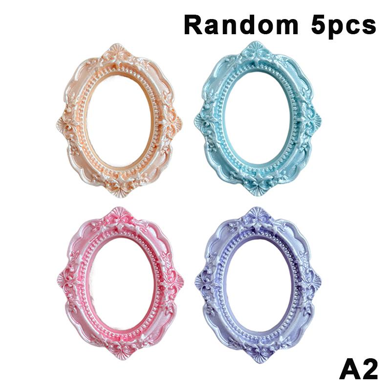 5Pcs Pearlescent Colored Retro Mini Photo Frame Accessories Resin Material For Mini Diy Photo Frame Phone Case Refrigerator Dec