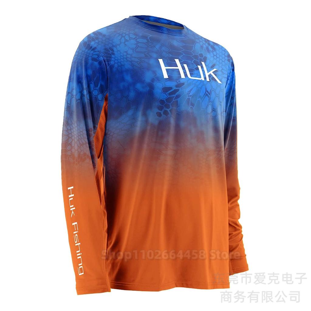 HUK fishing suit sun protection summer outdoor sports long-sleeved Uv protective fishing shirt quick drying top men