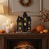 Halloween Haunted House Lighted Decoration with Ghost Figures and Pumpkin Accents Battery Operated Indoor Tabletop Display for Seasonal Party