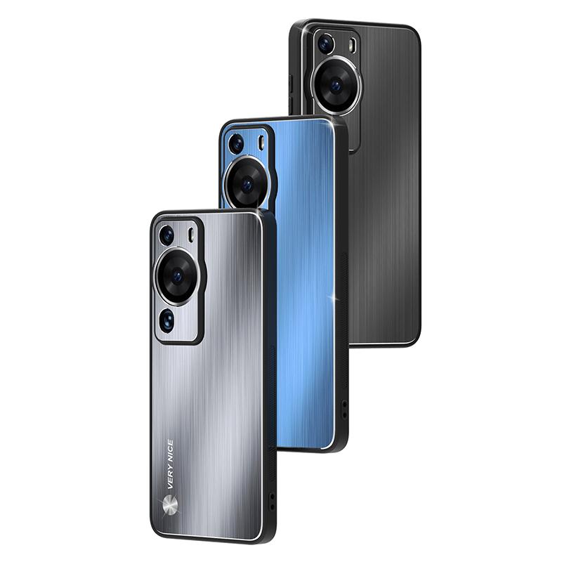 For Huawei P60 Pro Aluminium Alloy+TPU Protective Cover Brushed Scratch Resistant Phone Case