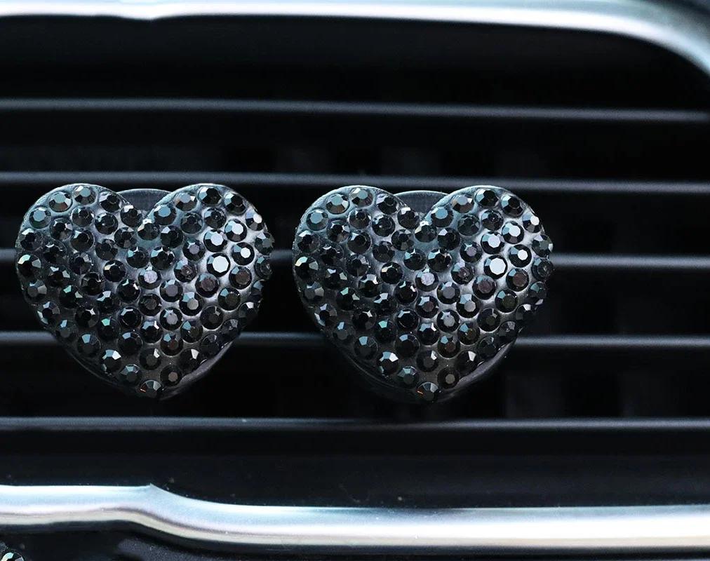 Car Air Outlet Perfume Clip Heart-shaped Rhinestone Car Air Conditioning Air Vent Decoration Perfume Clip Auto Accessories