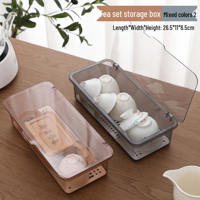 Stackable Dustproof Tea Set Storage Box with Lid for Gongfu Accessories