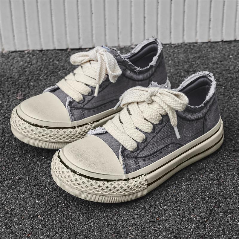 

Мужские модные новые осенние нишевые ретро универсальные туфли-хлебушки, толстая подошва, туфли с большой головой, цветные блоки, повседневные парусиновые туфли на толстой подошве 44 чёрный