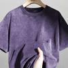 Washed Vintage Purple T-Shirts Men Women Street Hip Hop Retro Punk T Shirt Harajuku Casual Cotton Short Sleeve Acid Wash Tshirts