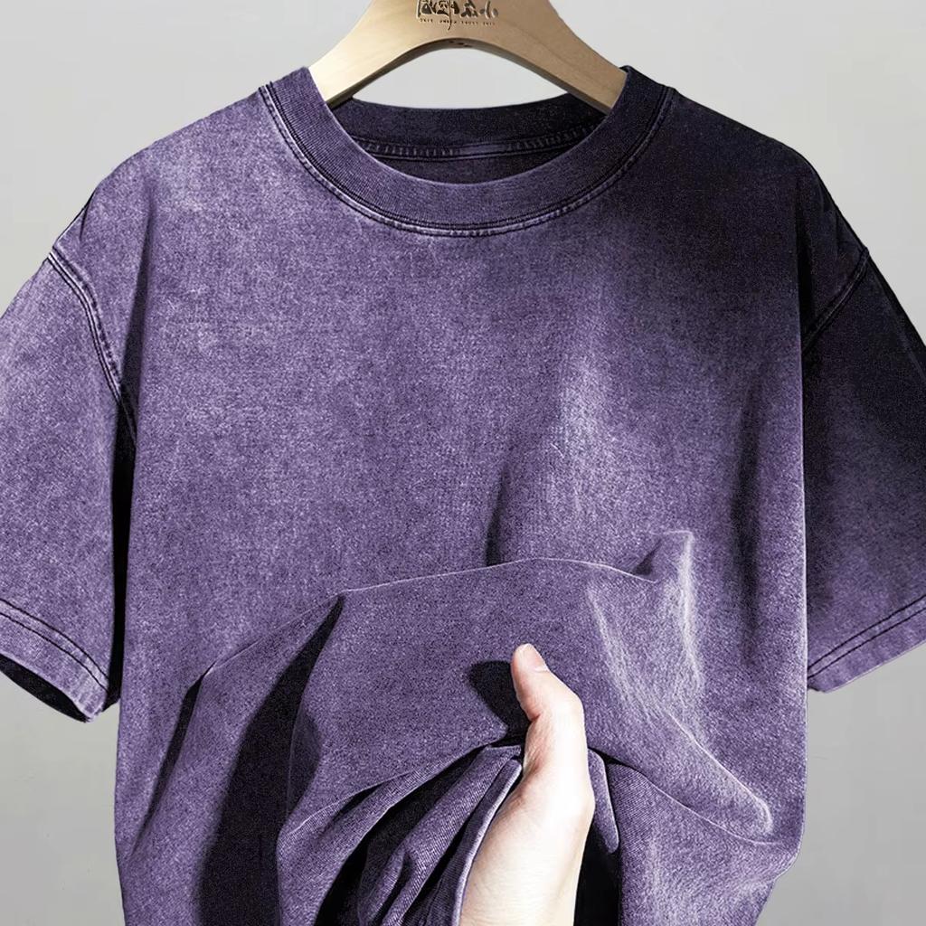 Washed Vintage Purple T-Shirts Men Women Street Hip Hop Retro Punk T Shirt Harajuku Casual Cotton Short Sleeve Acid Wash Tshirts