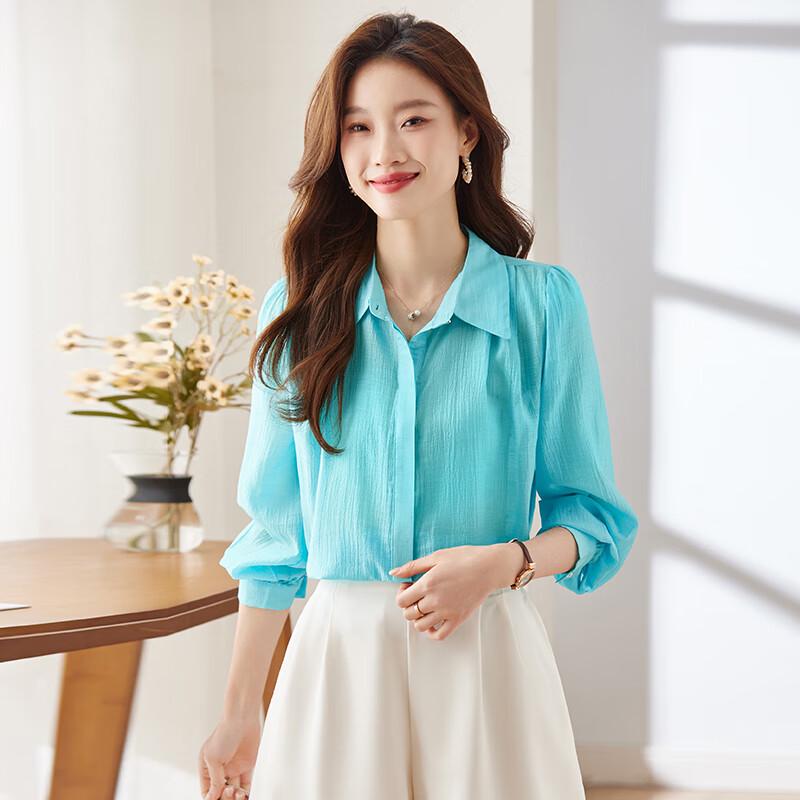 Toluoman Women s Chiffon Long Sleeve Blouse 3XL