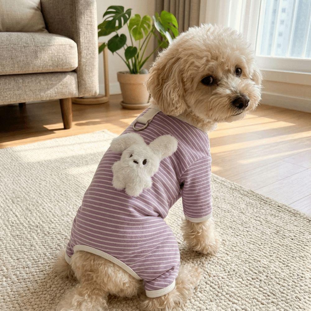Soft Dog Striped Jumpsuit Warm Pet Belly Cover Dog Base Clothing Dog Pajamas Autumn Winter