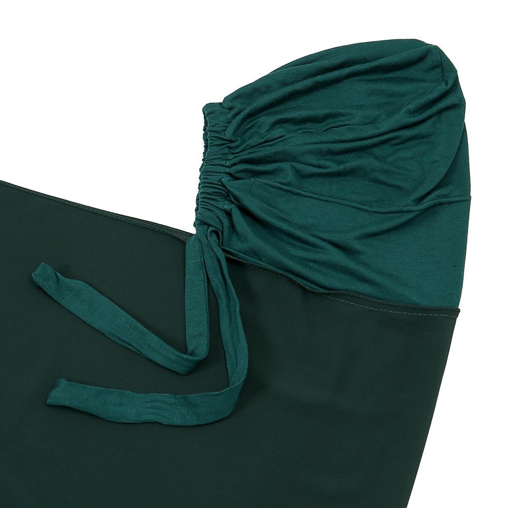 Bubblig Tung Chiffong Hijab Med Hätta Elastisk Snöre Fri Användning Stil Hijabs Enfärgad Sjal För Muslimer Håltagningfri Turban