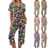 2 Piece Sets For Women Short Sleeve Top And Pants With Pockets Workout Soft  Print Sets