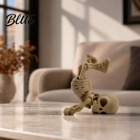 Horror Themed Desk Accessory 3D Printed Inverted Skeleton Figurine Halloween Upside-Down Statue Decor Spooky Decoration for Home Office,