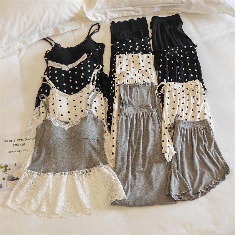 Modal Women's Summer Camisole Pajama Set with Chest Pads - French-Inspired, Sexy, Lightweight Homewear