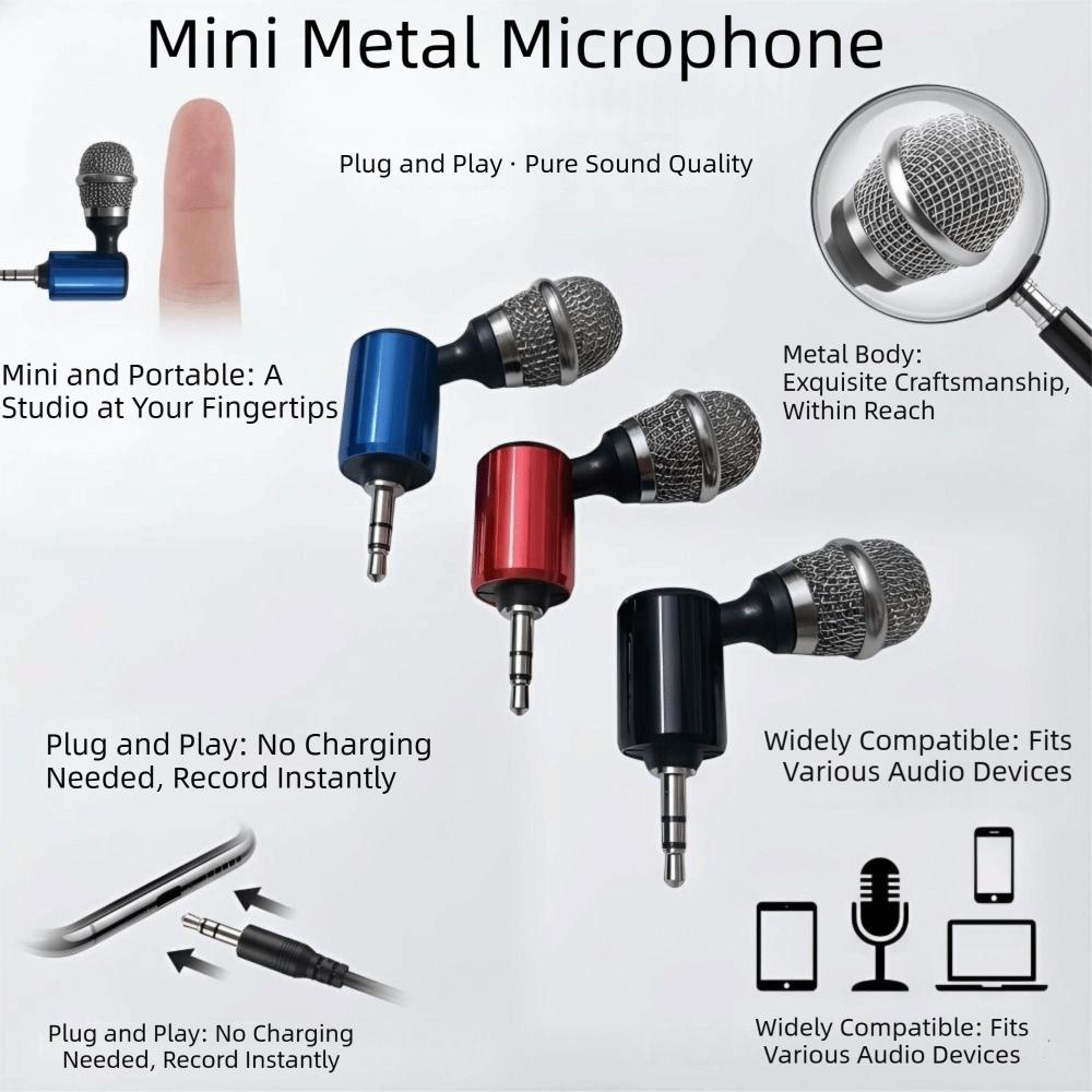 3/4 Level Condenser Microphone Adjustable Metal Recording Microphone Mini Microphone Lecture