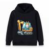 Kids Hoodie Cute Rabbit Excavator Print Casual Pullover Sweatshirt for Boys Girls Soft Warm Top for Construction Vehicle Lovers