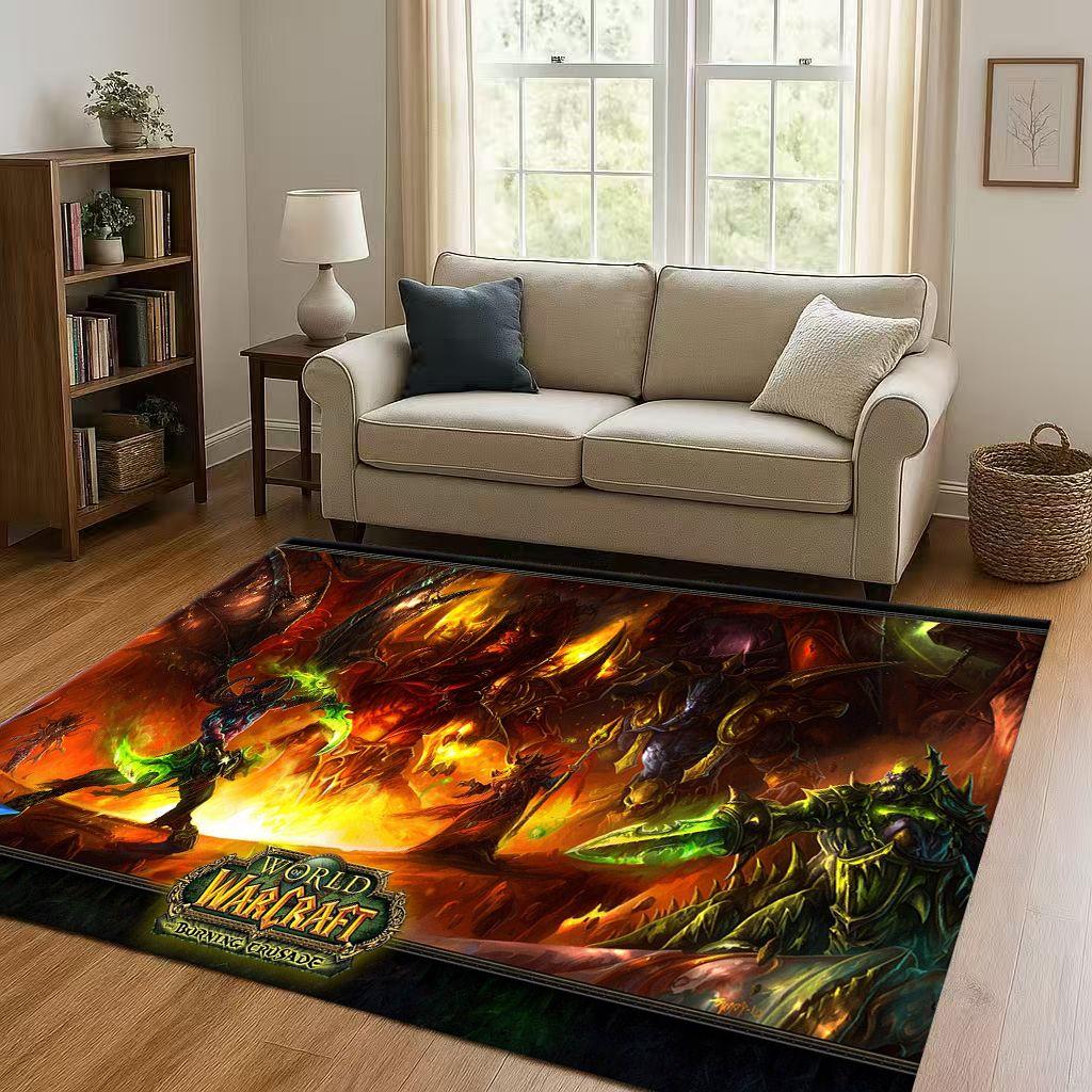 3D WOW World of Warcraft Game Demon Hunter Arthas Living Room Non Slip Area Rug Carpet for Bedroom Playroom Sofa,Home Doormat