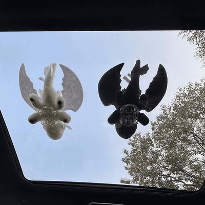 Décoration Peluche Dessin Animé Accessoires Intérieur Voiture Accessoires Casque Moto Dragon Volant Noir Ornements Poupée Jouet Toit Voiture