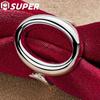 925 Sterling Silver Circle O Open Adjustable Size Rings Jewelry
