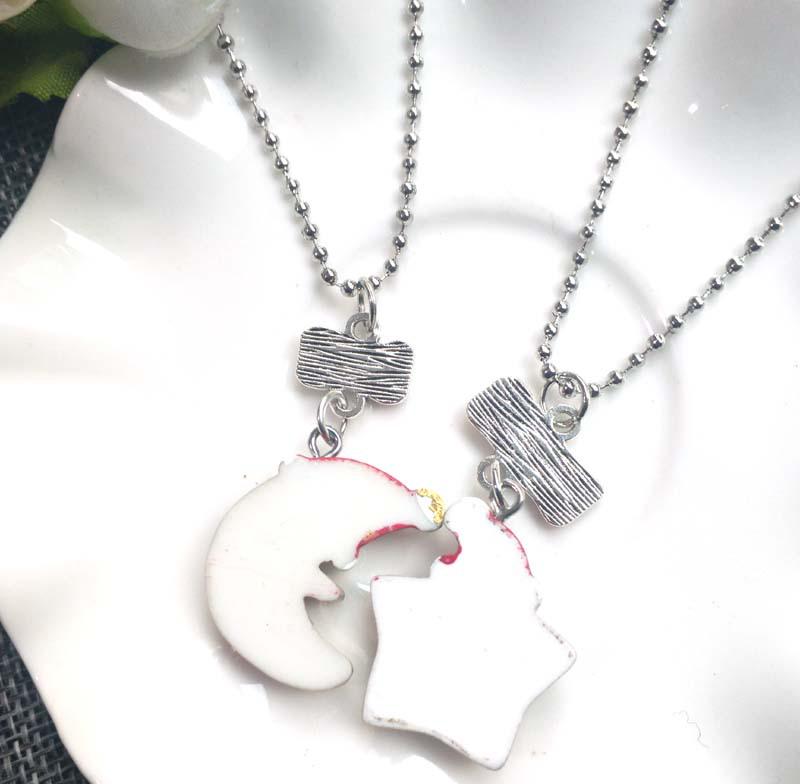 Kindliche Harz Stern und Mond Ornament BFF Halskette Set
