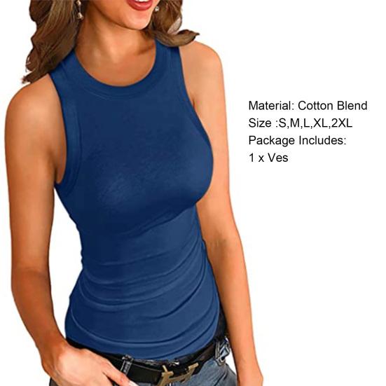 Vestă pentru femei, de culoare solidă, cu nervuri, tricou extensibil cu spatele în formă de T, pentru purtare zilnică