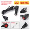 Car Refrigerator Power Cord 12V-24V Cigarette Lighter Male Head With Switch 15A Fuse Letter Universal Adapter Power Cord 2M18AWG