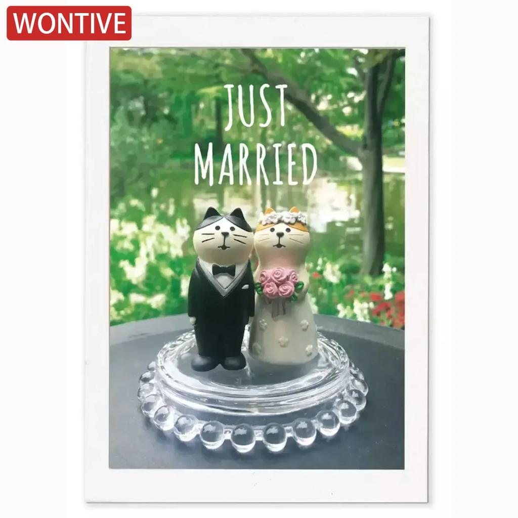 Zakka Japanese Wedding Cat Statue Cute Miniature Fairy Garden Accessories Artificial Landscape Toy Lawn Ornaments Model Ornament
