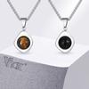 Vnox Tiger Eye Stone Irregular Pendant Neckalce for Men, Waterproof Stainless Steel Natural Stone Necklaces, Anniversary Gifts