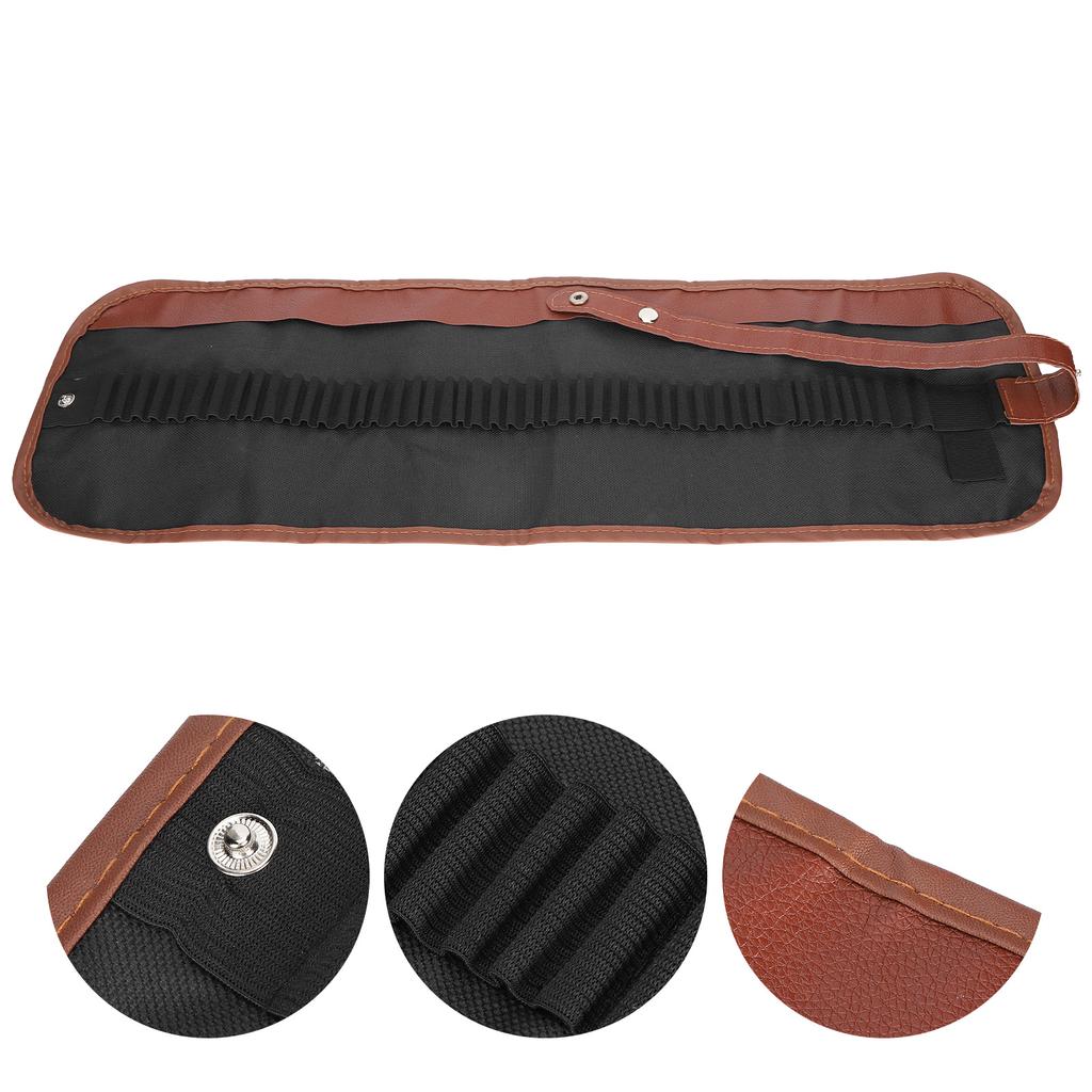 Pencil Rollable Foldable Pouch Pen Storage Organizer Wrap Holder for School OfficeRoll Type 48 Slot Black