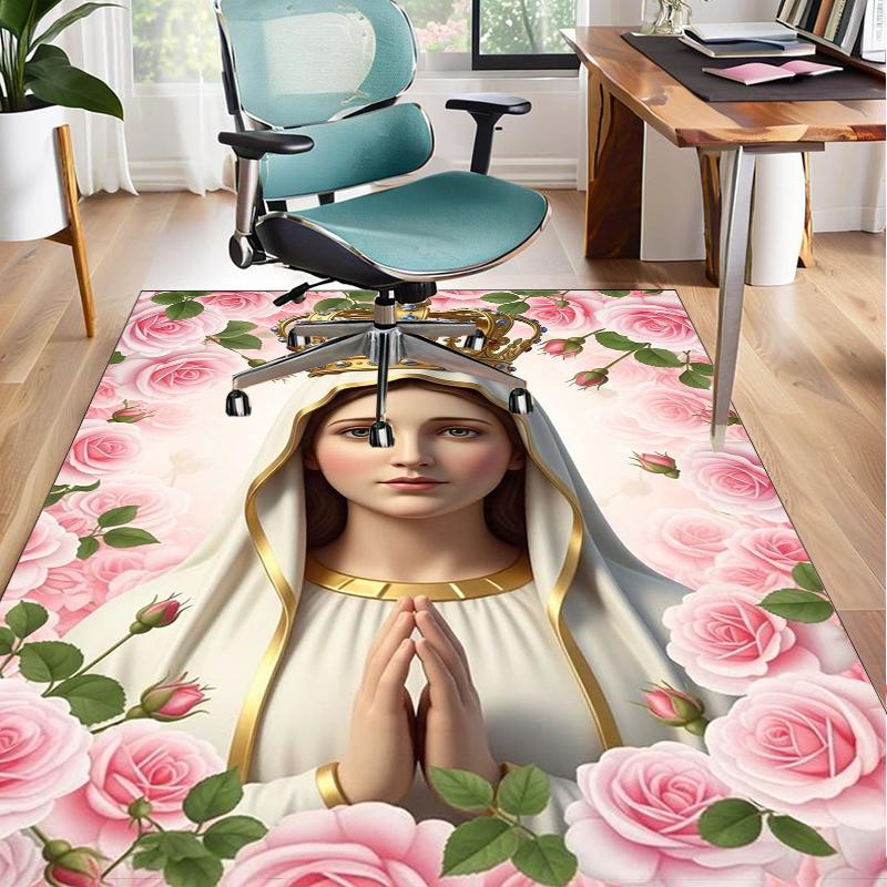 Our Lady Of Guadalupe Maria Office Rug Chair Mat, Entryway Carpet, Suitable for Front Door, Bedroom, Living Room, Desk, Holiday Gift