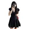 French Hepburn style black dress women's summer waist, sweet and spicy skirt, small man looking thin, small black dress short skirt