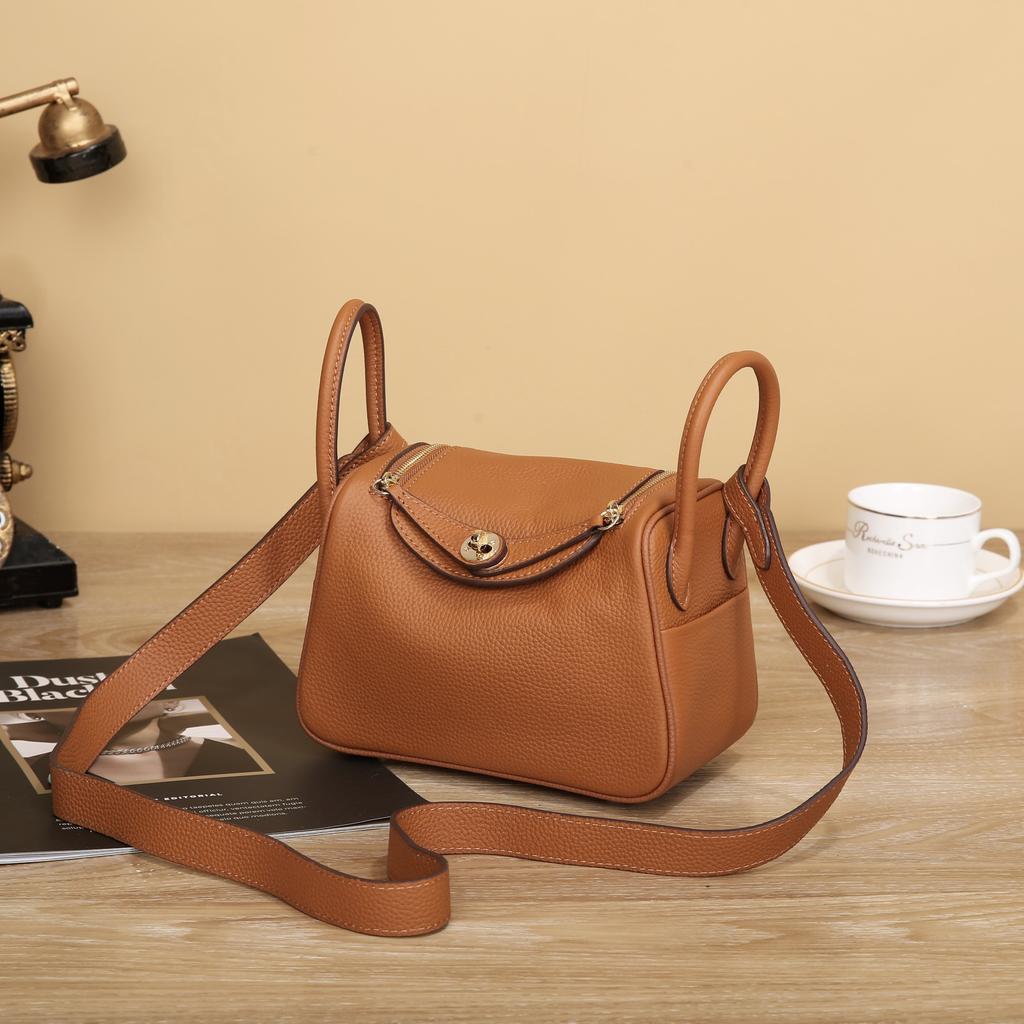 New mini lindy bag cowhide doctor bag genuine leather women's bag trendy shoulder crossbody portable pillow medicine bag
