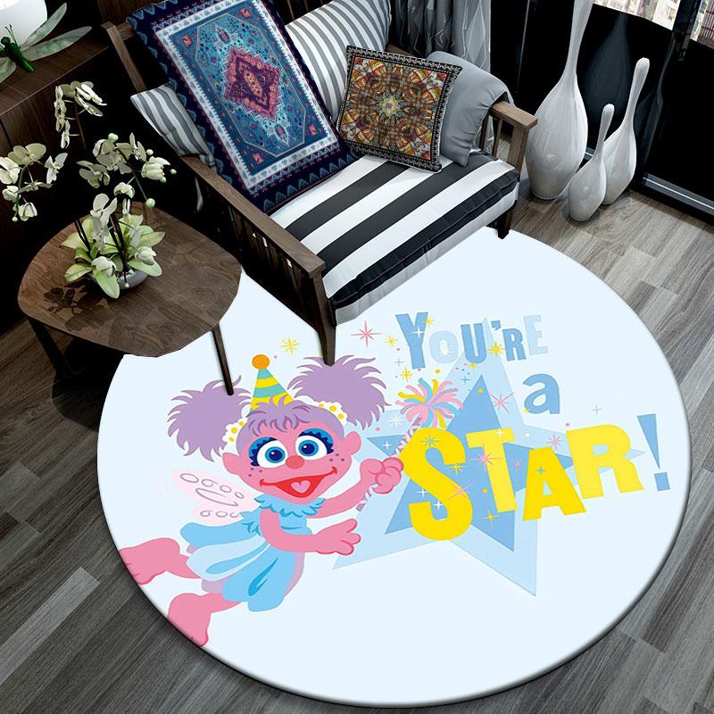 Sesame Street,Round Area Rug,Carpet Rug for Living Room Bedroom Sofa Playroom Decor,Non-slip Floor Mat