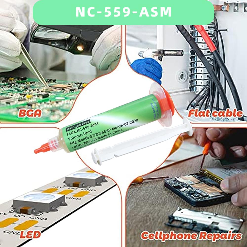 NC-559-ASM BGA PCB No-Clean Solder Paste Welding Advanced Oil Flux Grease 10cc Soldering Repair Paste Mass Air Flow 3