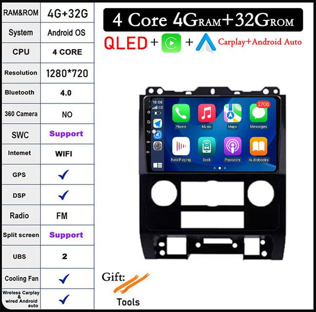 Android 14 For Ford Escape 2007-2012 9" Screen Head Unit Car Radio Stereo GPS Navigation Multimedia Player Audio Autoradio