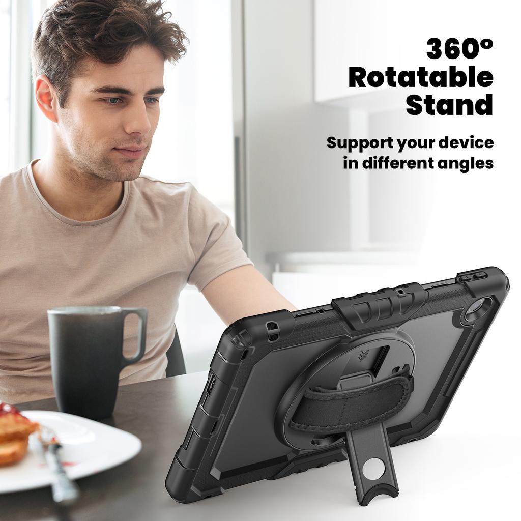 For Lenovo Tab 10.1 (2025) TB-311XU/Tab TB311FU Case PC + Silicone Tablet Cover with PET Anti-Scratch Film and Shoulder Strap