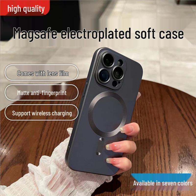iPhone 17 Pro Frosted Silicone Magnetic Case with Built-in Lens Protector, Drop-Proof Design