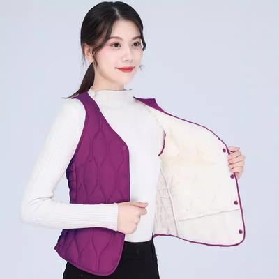 Winter Down Cotton Vest Women's Short New Velvet Thickened Thermal Vest