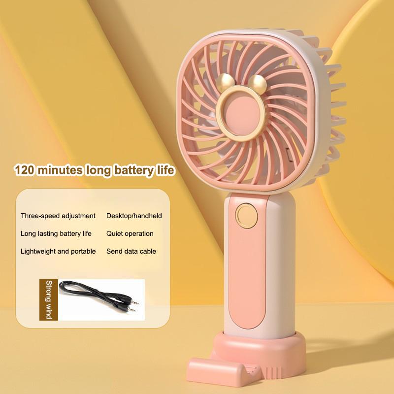 Mini Portable Handheld Fan USB Rechargeable Silent Three Speed Compact Cooling Device for Home Office Outdoor Travel