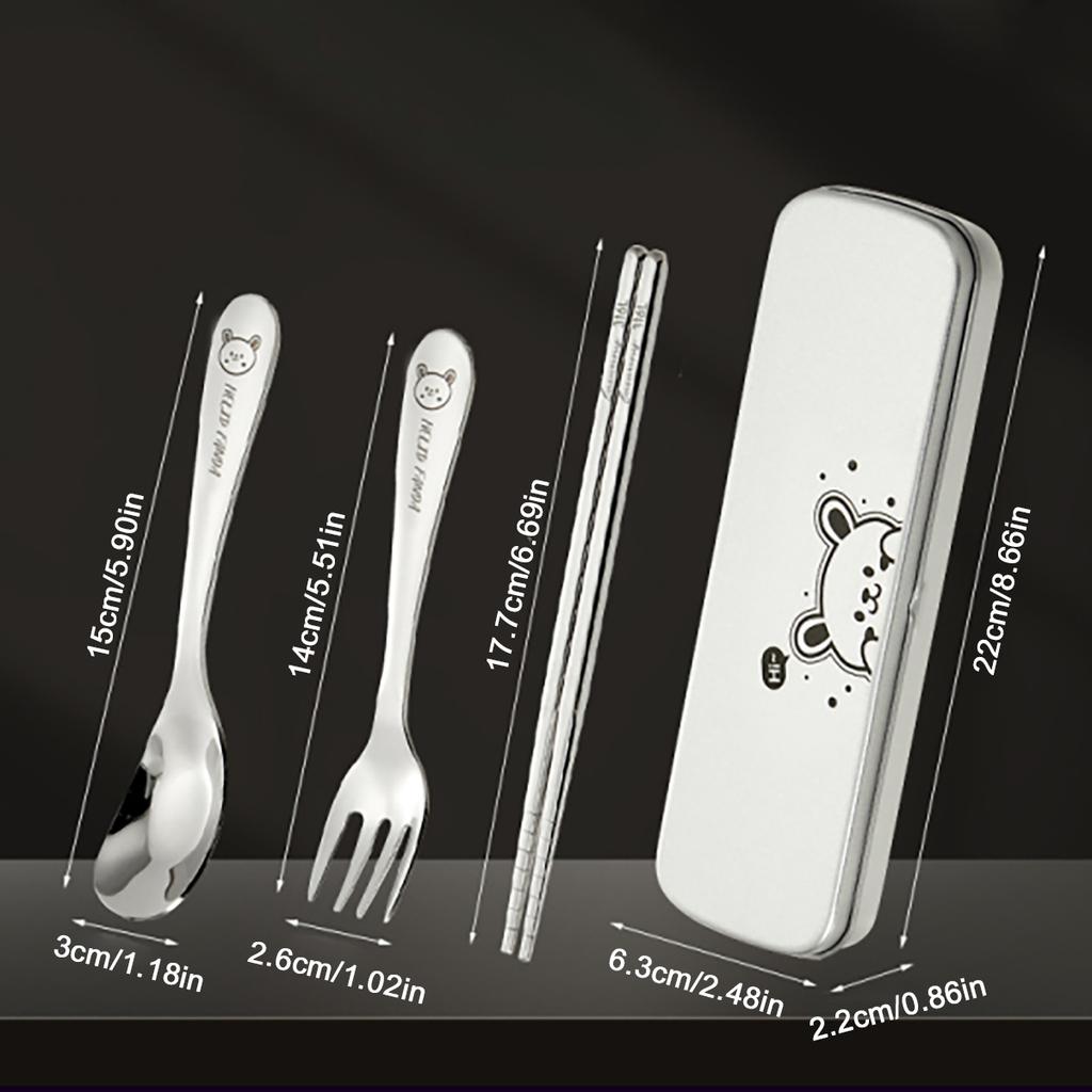 4Pcs/Set Outdoor Portable Dinnerware Set 316 Stainless Steel Fork Spoon Chopsticks With Box Camping Picnic Tableware