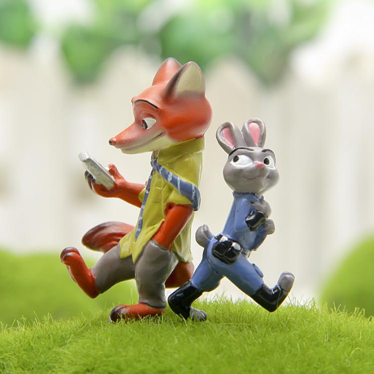 Nick Zootopia Judy Cartoon Rabbit Fox Mini Model Ornament For Landscape Decor