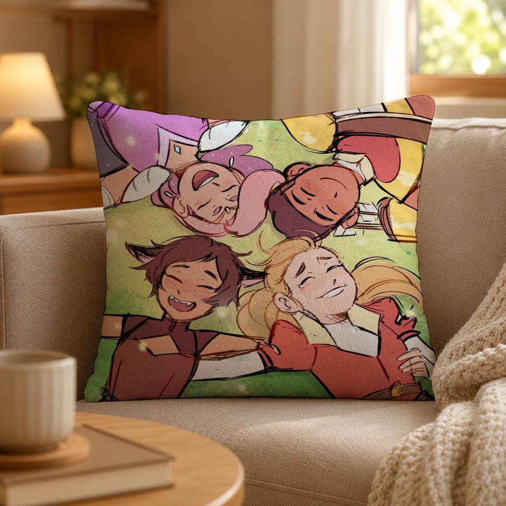 Cartoon She Ra Hero Adventure Cushion Cover Personalized Short Plush Soft Bedroom Sofa Home Decor Gift