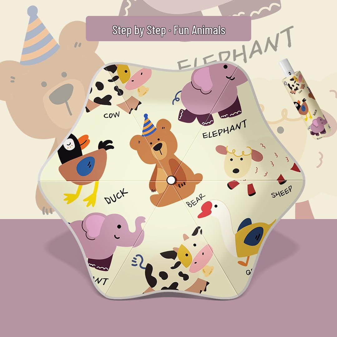 

Детский светящийся автоматический зонт с закругленными краями для мальчиков и девочек - Двойного назначения для солнца и дождя Luminous] Fully Automatic