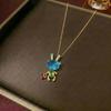 Women's Retro Zodiac Birthstone Moon Rabbit Necklace – Zircon Pendant for Valentine's & Qixi Festival
