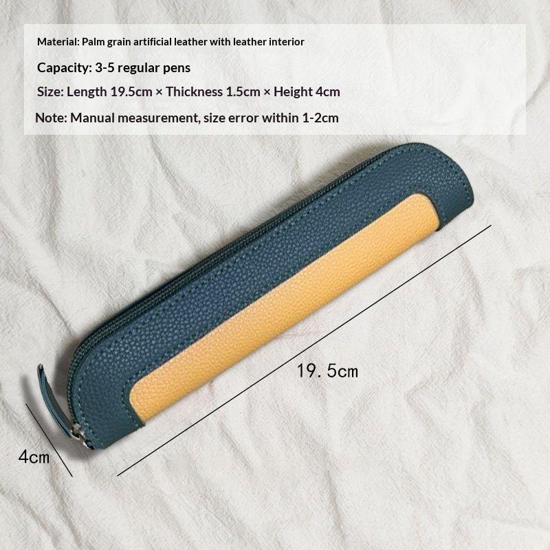 Pu Leather Pen Holder Brass Snap Closure Fine Stitching Office School Use Gifts For Writers Students