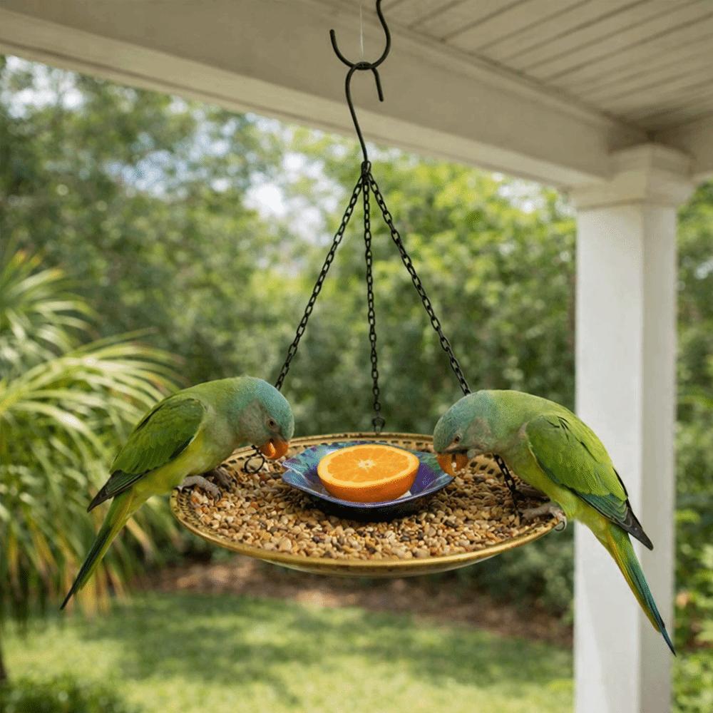 Vintage Design Hanging Bird Feeder Decorative Bird Bathtub Durable Bird Food Container  Courtyard