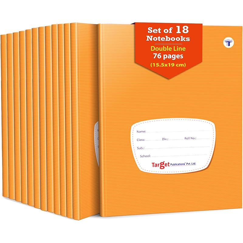 Target Publications Small Two Line Notebook 76 Pages, 15.5 X 19 Cms Hard Cover With Label | Two Line Ruled Notebooks For