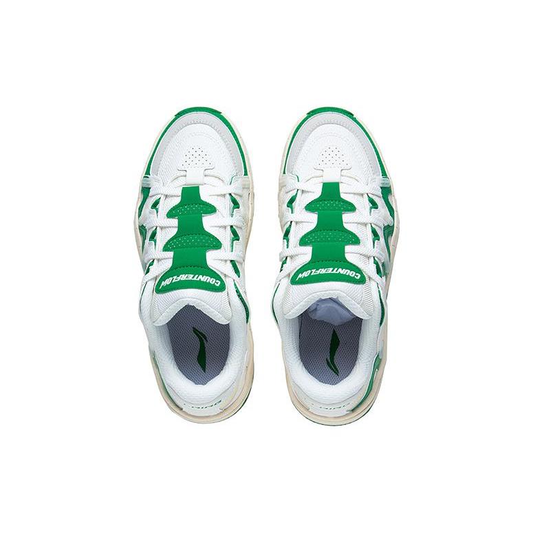 Li Ning CF Tracing, Version 2.0 Abrasion Resistant Breathable Low top Sports Casual Shoes Women's White Green AGCT178-2