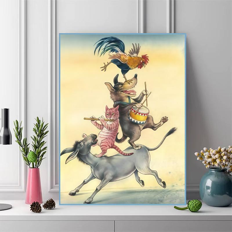 Bremen Town Musicians 100% Round Full Drill 5D DIY Diamond Painting Embroidery Cross Stitch Rhinestone Décor