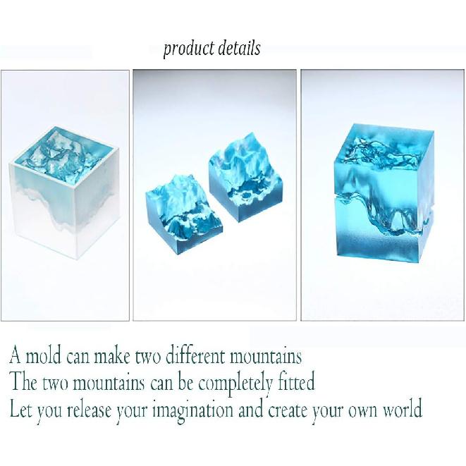 FineInno 3Pcs Mountain Resin Molds,Iceberg Silicone Molds for Epoxy Resin,Micro Landscape Casting Molds DIY Polymer Clay Craft,Paperweight