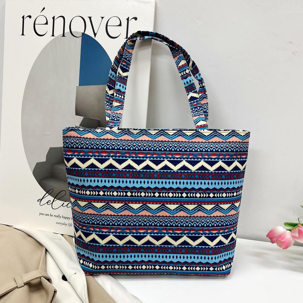 2025 Neue Mode Chinesischer Ethno-Stil Damen Schultertasche Hochwertige Canvas Tragetasche Damen Große Kapazität Einfach Bedruckt Vielseitige Clutch Handtaschen