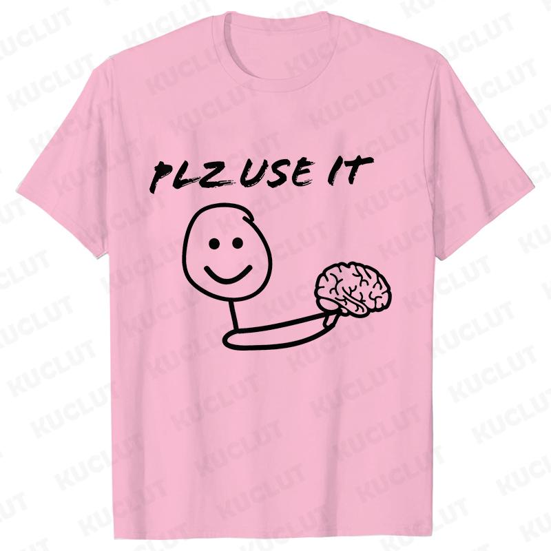 Funny Brain Graphic T-shirts for Women Plz Use It Brain Tops Short Sleeve Tees Harajuku Hip Hop Ulzzang Tshirts Female Clothing